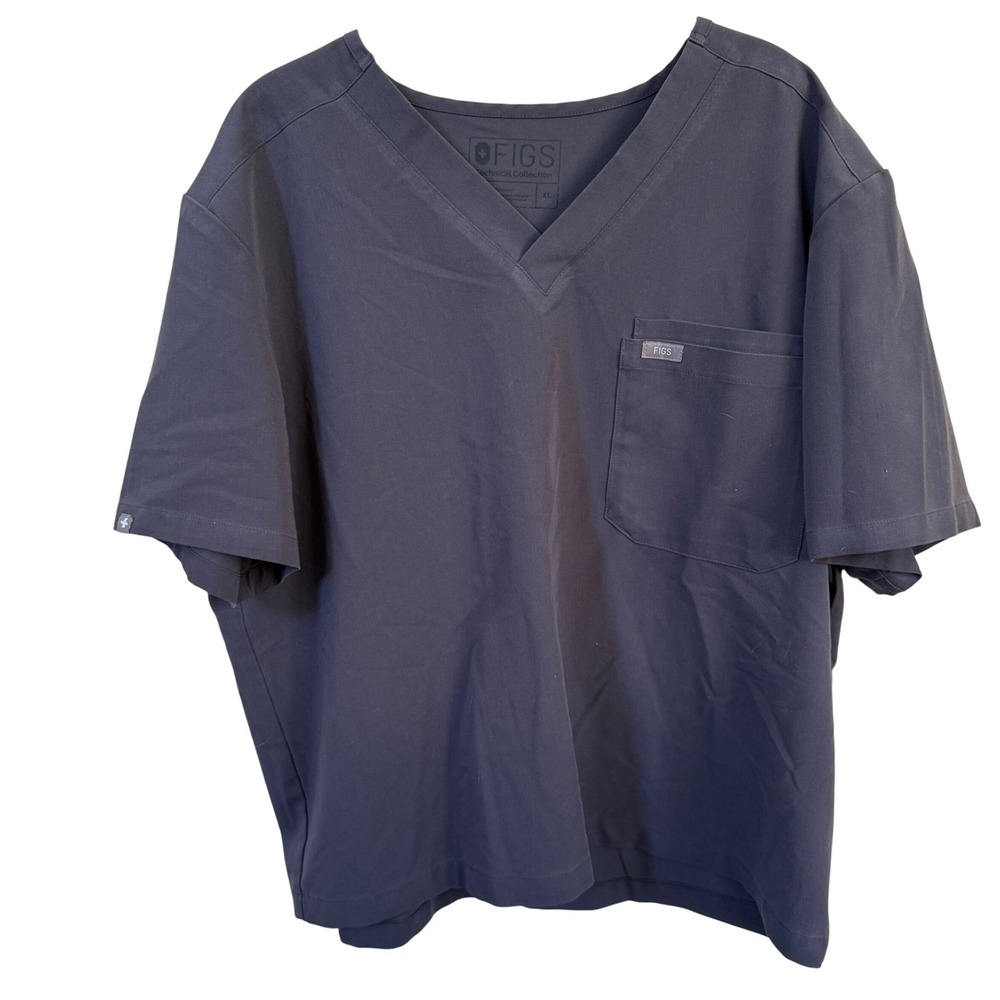 FIGS Technical Collection Scrub Top XL Gray V-Neck Pocket Classic Fit‎ Unisex